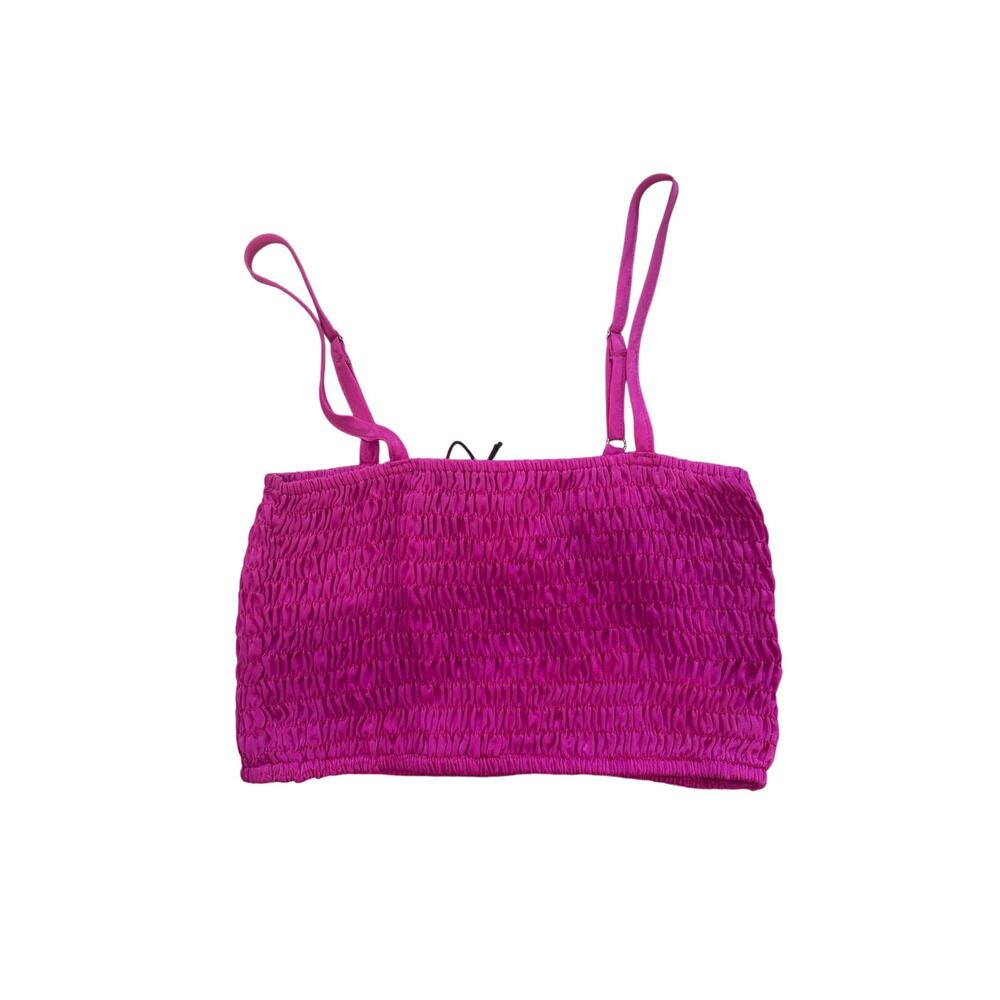 Self contrast hot pink smocked crop top